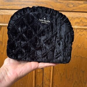 Kate Spade Black Quilted Velvet Clutch